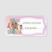 名前のパーソナライズおもしろいスクールバス新学期 名札 (正面)