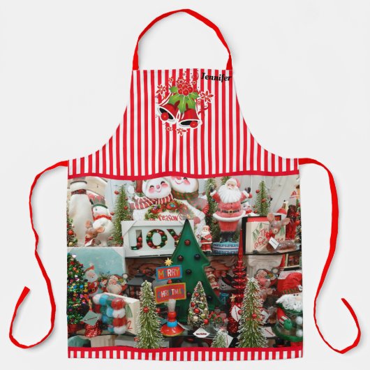 名前のパーソナライズかわいらしクリスマス休暇ギフト エプロン (正面)