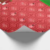 名前のパーソナライズされたくるみ割り赤い雪だるまトレリス ラッピングペーパー (角)