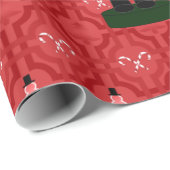 名前のパーソナライズされたくるみ割り赤い雪だるまトレリス ラッピングペーパー (ロールコーナー)