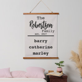 名前のパーソナライズされたファミリリストTypewriterフォント 吊り下げ型タペストリー