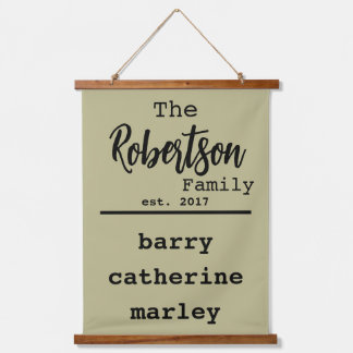 名前のパーソナライズされたファミリリストTypewriterフォント 吊り下げ型タペストリー