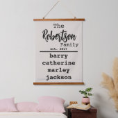 名前のパーソナライズされたファミリリストTypewriterフォント 吊り下げ型タペストリー (寝室)