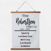 名前のパーソナライズされたファミリリストTypewriterフォント 吊り下げ型タペストリー (正面)