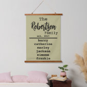 名前のパーソナライズされたファミリリストTypewriterフォント 吊り下げ型タペストリー (寝室)