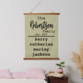 名前のパーソナライズされたファミリリストTypewriterフォント 吊り下げ型タペストリー (寝室)