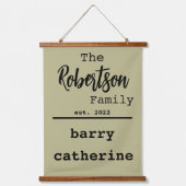 名前のパーソナライズされたファミリリストTypewriterフォント 吊り下げ型タペストリー (正面)