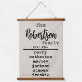 名前のパーソナライズされたファミリリストTypewriterフォント 吊り下げ型タペストリー (正面)