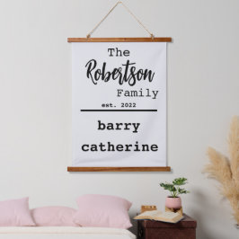 名前のパーソナライズされたファミリリストTypewriterフォント 吊り下げ型タペストリー