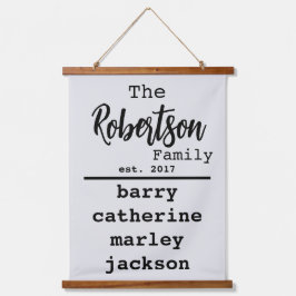 名前のパーソナライズされたファミリリストTypewriterフォント 吊り下げ型タペストリー