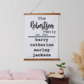 名前のパーソナライズされたファミリリストTypewriterフォント 吊り下げ型タペストリー (寝室)