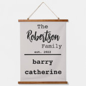 名前のパーソナライズされたファミリリストTypewriterフォント 吊り下げ型タペストリー (正面)