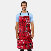 名前のパーソナライズされた作成タイポグラフィ赤 エプロン (着用した状態)