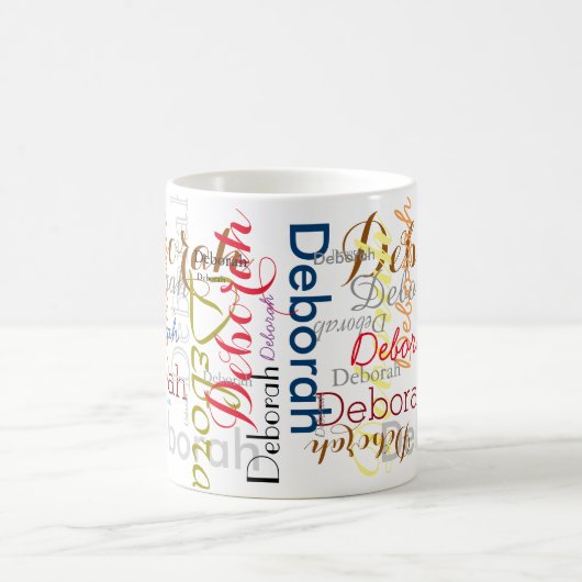 名前のパーソナライズされた作成タイポグラフィ コーヒーマグカップ (中央)
