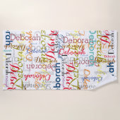 名前のパーソナライズされた作成タイポグラフィ ビーチタオル (正面)