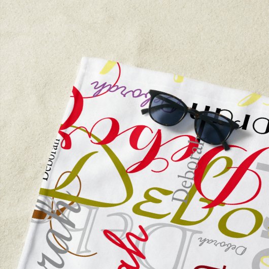 名前のパーソナライズされた作成タイポグラフィ ビーチタオル (インサイチュ)