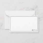 名前のパーソナライズされた白黒ミニマリスト ノートカード (正面)