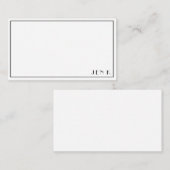 名前のパーソナライズされた白黒ミニマリスト ノートカード (正面/裏面)