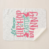 名前のパーソナライズされた追加リルヒップホップイースターバニー シェルパブランケット (正面(横))