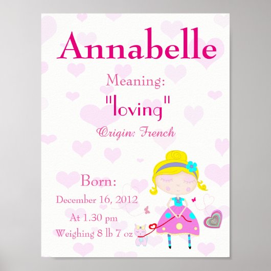 名前のパーソナライズとはキープサク子供部屋ルーム ポスター (正面)