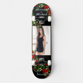 名前のパーソナライズと大きな写真の手作り スケートボード (正面)