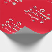 名前のパーソナライズなメリークリスマスのテーマ ラッピングペーパー (角)