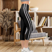 名前のパーソナライズカスタムホワイトブラックキャットママおもしろい カプリレギンス