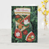 名前のパーソナライズストッキング&ホリデーカード カード (黄色い花)