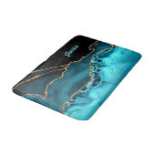 名前のパーソナライズティール（緑がかった色）スクリプト(黒/ティール（緑がかった色）エージェント) バスマット (アングル)