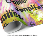 名前のパーソナライズハッピーバースデーカラースプラッシュ ラッピングペーパー