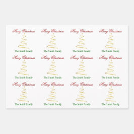 名前のパーソナライズモダンクリスマスツリー紙 ラッピングペーパーシート
