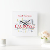 名前のパーソナライズラクロスコーチの単感謝してい語を設定 スクエア壁時計 (ホーム)