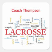 名前のパーソナライズラクロスコーチワード感謝していー スクエアシール (正面)