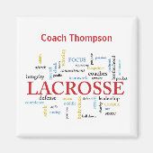 名前のパーソナライズラクロスコーチワード感謝していー マグネット (正面)