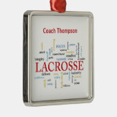 名前のパーソナライズラクロスコーチワード感謝していー メタルオーナメント (右)