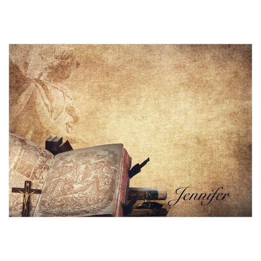 名前のパーソナライズ天使、本とクロス ポストイット