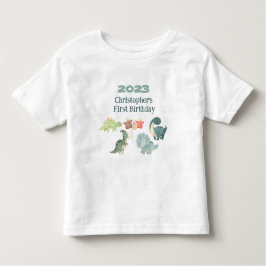 名前のパーソナライズ年最初の誕生日かわいいDino トドラーTシャツ