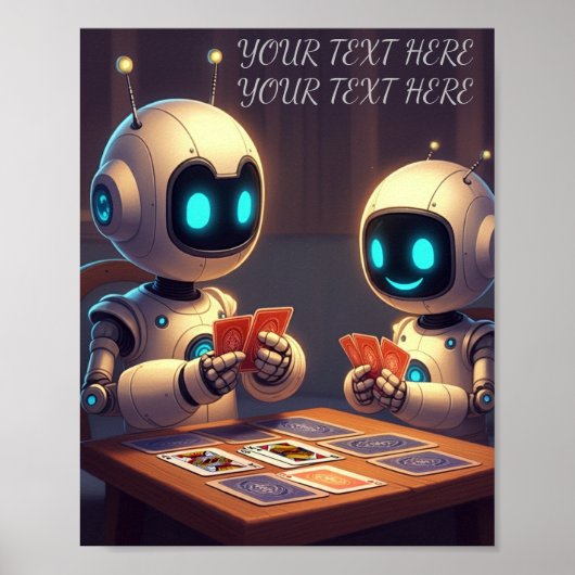 名前のパーソナライズ文字おもしろいロボットカードゲーム ポスター (正面)