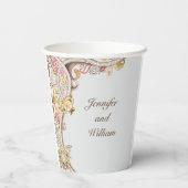 名前のパーソナライズ洗練されたフローラ結婚ズ 紙コップ (裏面)