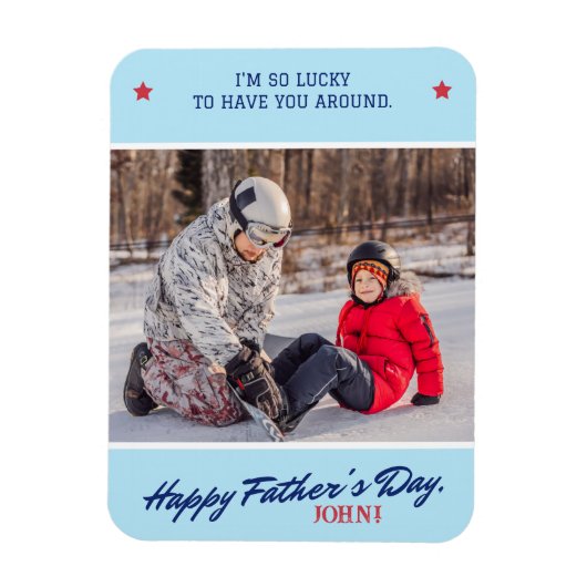 名前のパーソナライズ父の日のスクリプトフォト マグネット (縦)