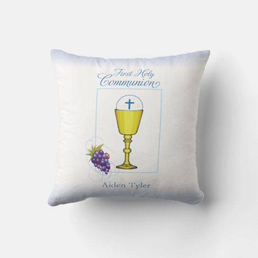 名前のパーソナライズ男の子の最初の通信Chalice、ホスト クッション (裏面)