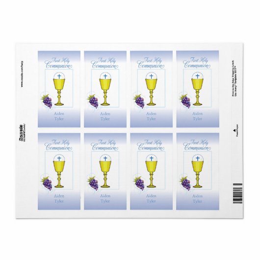 名前のパーソナライズ男の子の最初の通信Chalice、ホスト ラベル (フルシート)