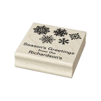 名前のパーソナライズ雪のクリスマスカードまたはラベル ラバースタンプ