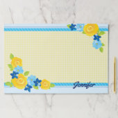 名前のパーソナライズ青い黄色のフローラ ペーパーパッド (インサイチュ)