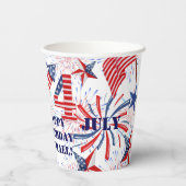 名前のパーソナライズ7月4日ハッピーバースデーセット 紙コップ (裏面)