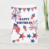 名前のパーソナライズ7月4日ハッピーバースデー カード (正面)