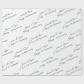 名前のパーソナライズ、記念日、グレースクリプト ラッピングペーパー (フラット)