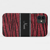 名前のパーソナライズburgundyグリッターゼブラストライプ Case-Mate iPhoneケース (裏面(横))