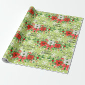 名前のパーソナライズChristmas Poinsettia Snowflaks ラッピングペーパー (アンロールド)