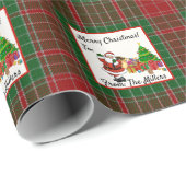 名前のパーソナライズChristmas Red & Green Plaid ラッピングペーパー (ロールコーナー)